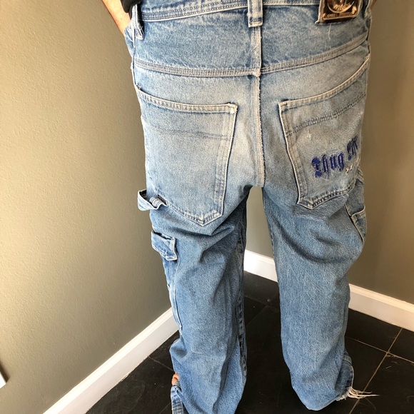 Vintage THUG LIFE Jeans Hiphop 90s Tupac Sz 32 - Picture 6 of 8